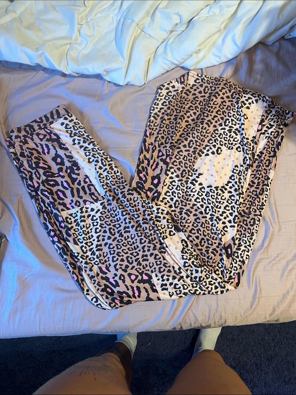 Boohoo Pink and Black Leopard-Print Wide Leg Pants